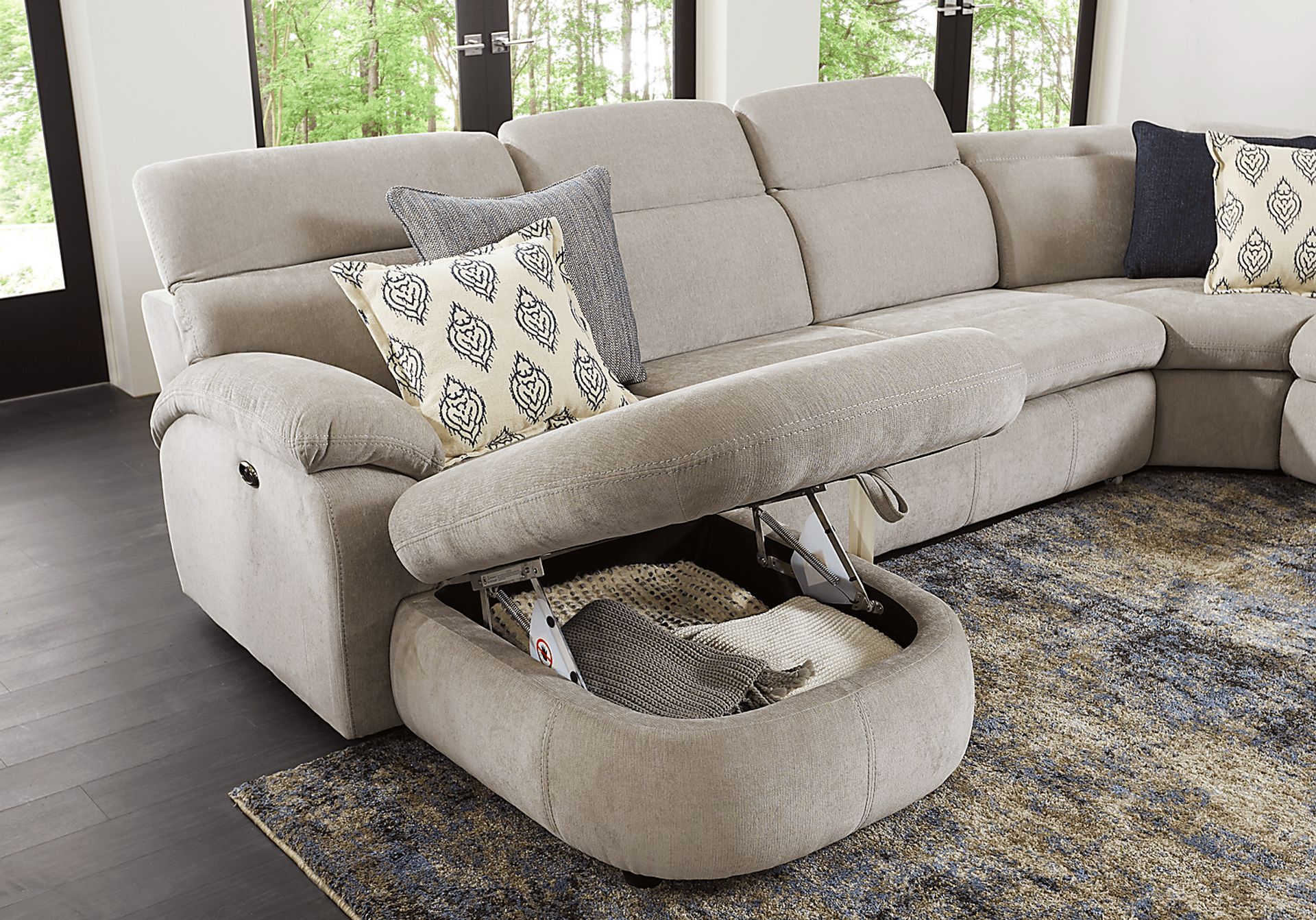 Crescent Place Gray 9 Pc Power Reclining Sleeper Sectional Living Room - Image 7