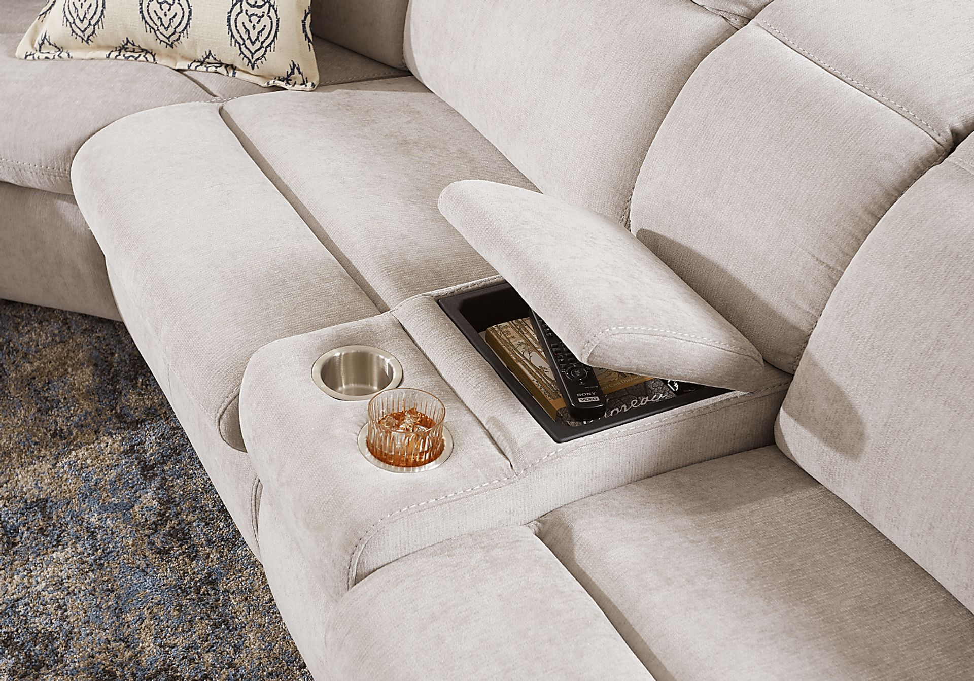 Crescent Place Gray 9 Pc Power Reclining Sleeper Sectional Living Room - Image 9