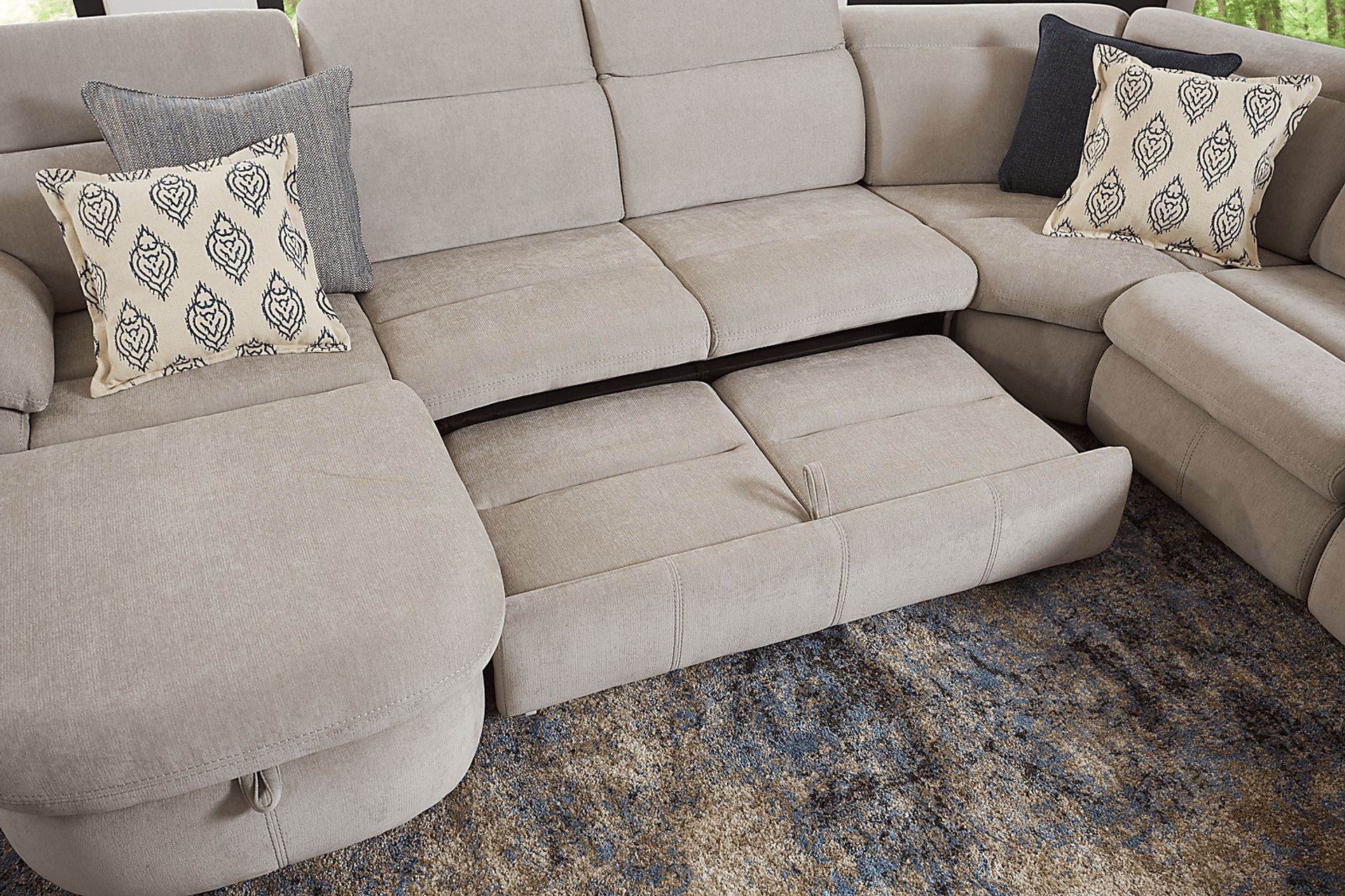 Crescent Place Gray 9 Pc Power Reclining Sleeper Sectional Living Room - Image 10