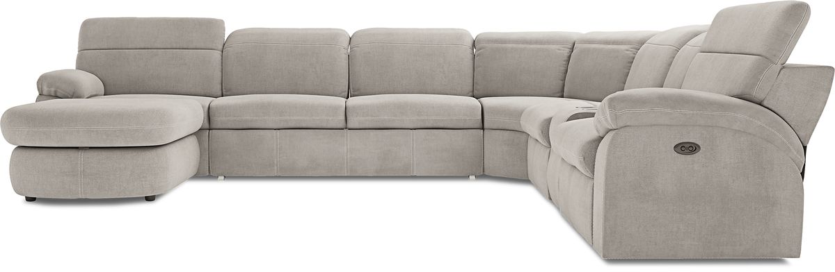 Crescent Place 9 Pc Gray Polyester Fabric Power Reclining Living Room ...