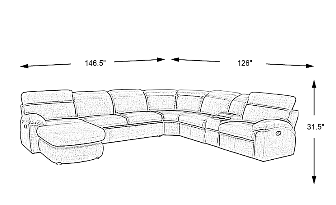 Crescent Place 6 Pc Power Reclining Sleeper Sectional