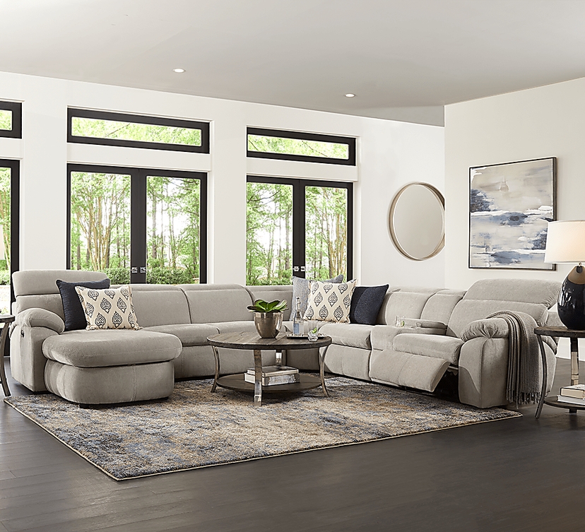 Crescent Place Gray 6 Pc Power Reclining Sleeper Sectional