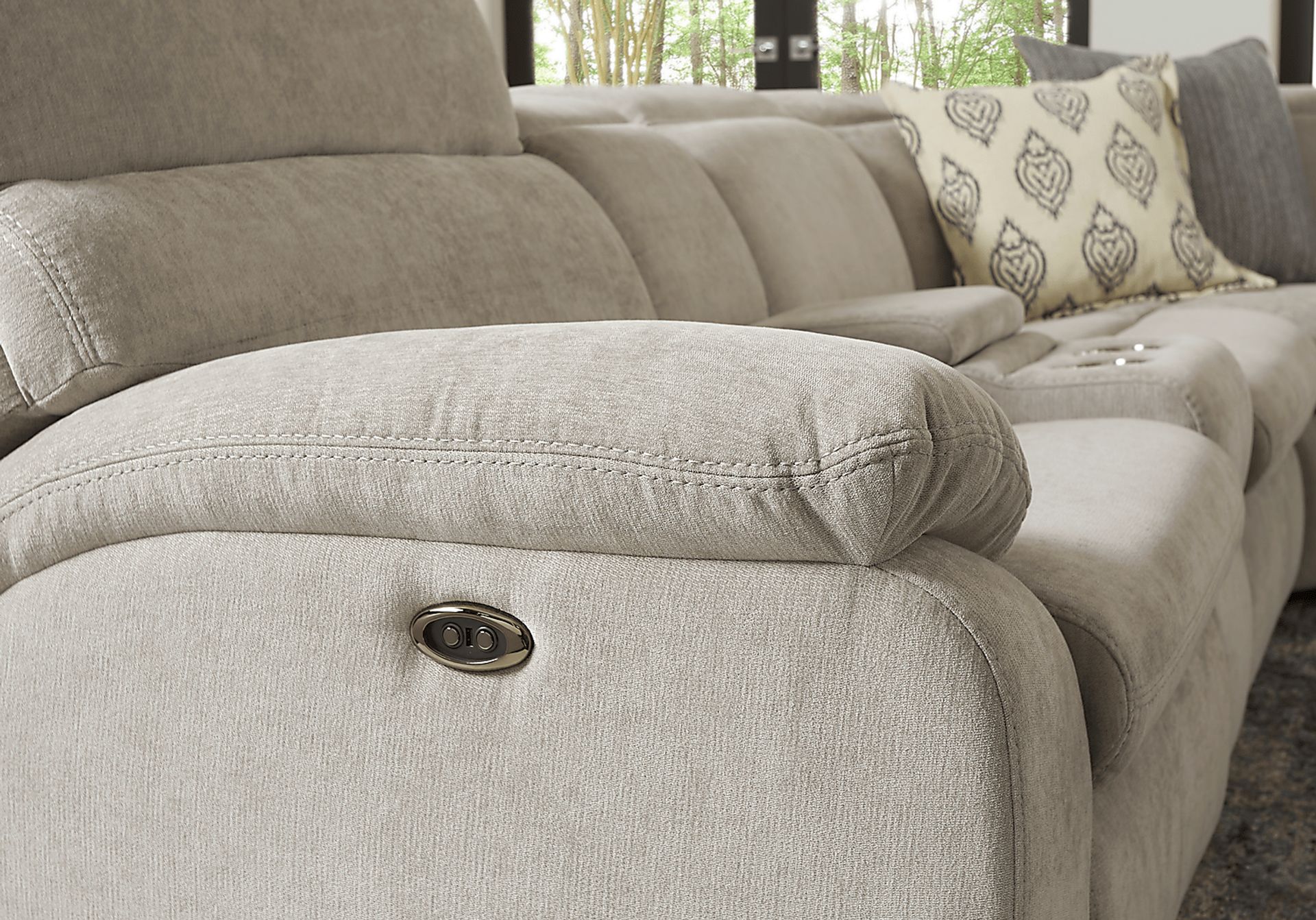 Crescent Place Gray 6 Pc Power Reclining Sleeper Sectional - Image 4
