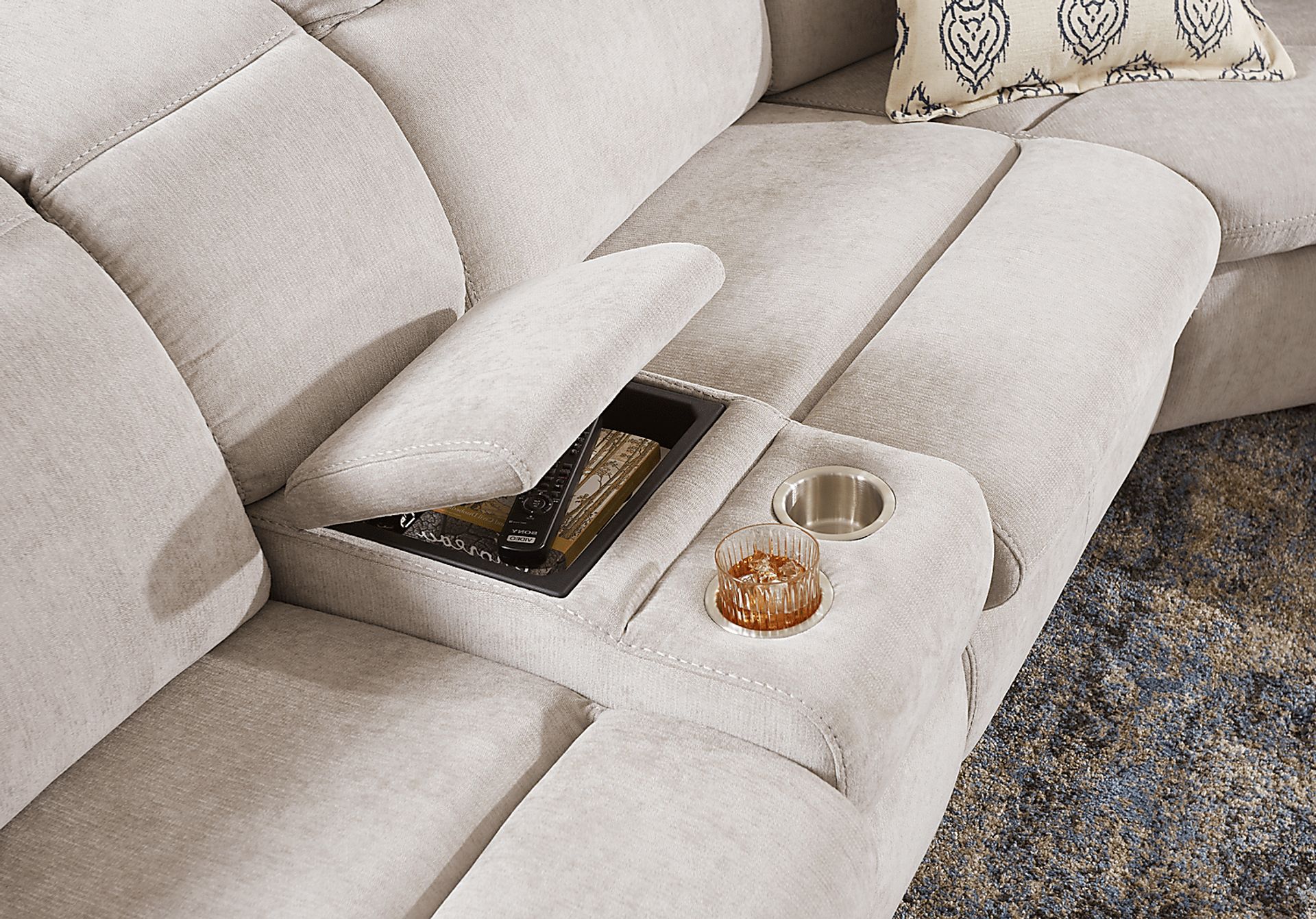 Crescent Place Gray 6 Pc Power Reclining Sleeper Sectional - Image 7