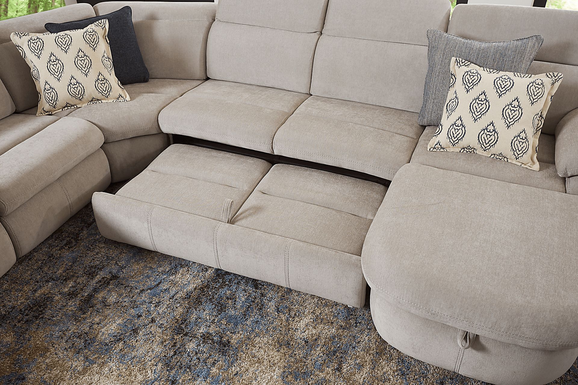 Crescent Place Gray 6 Pc Power Reclining Sleeper Sectional - Image 8