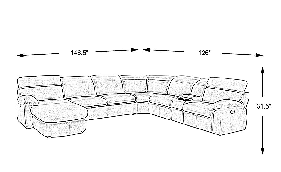 Crescent Place Gray 6 Pc Power Reclining Sleeper Sectional - Rooms To Go