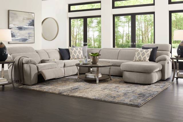 Crescent Place Gray 6 Pc Power Reclining Sleeper Sectional - Thumbnail - Image 2
