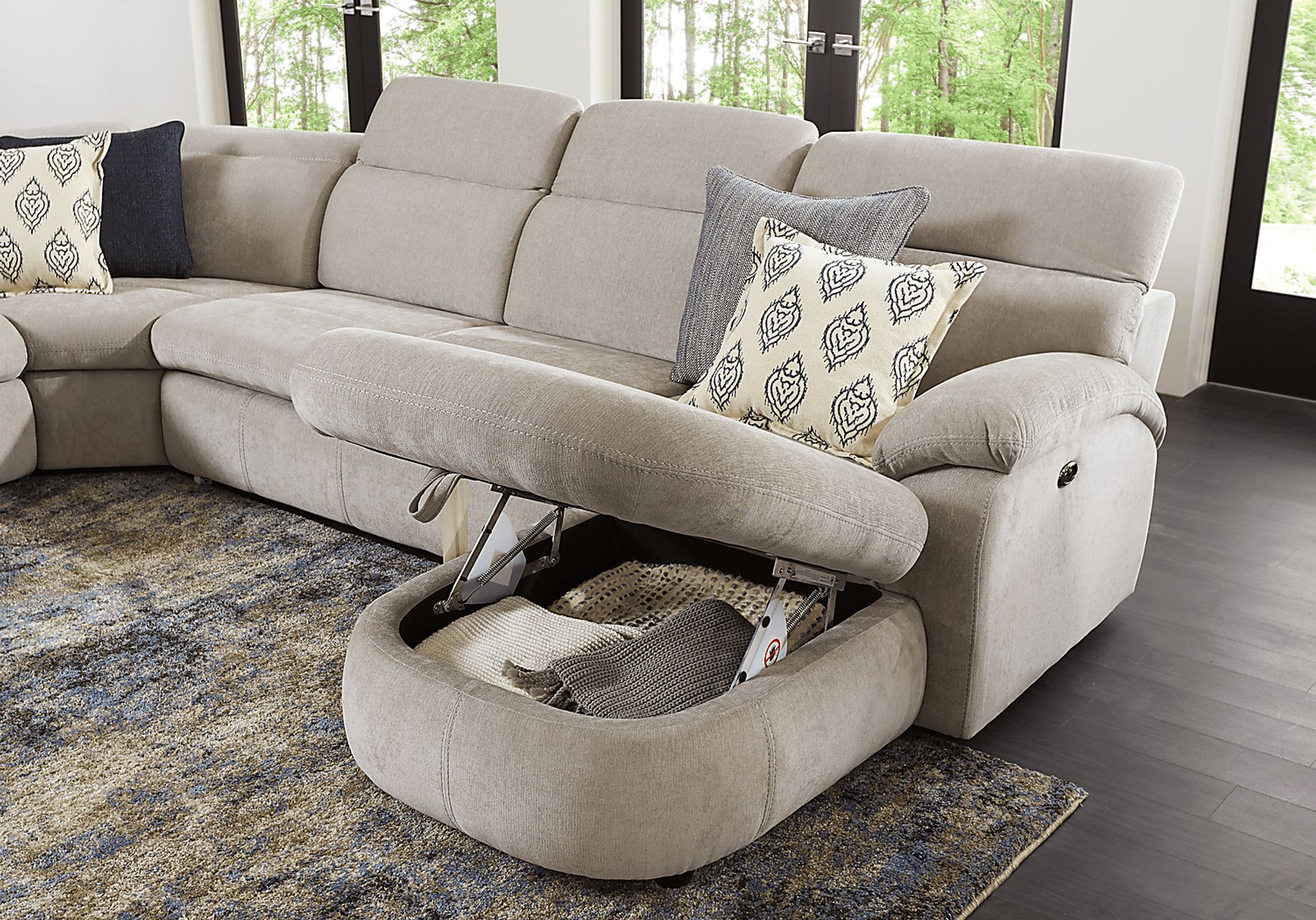 Crescent Place Gray 6 Pc Power Reclining Sleeper Sectional - Image 5