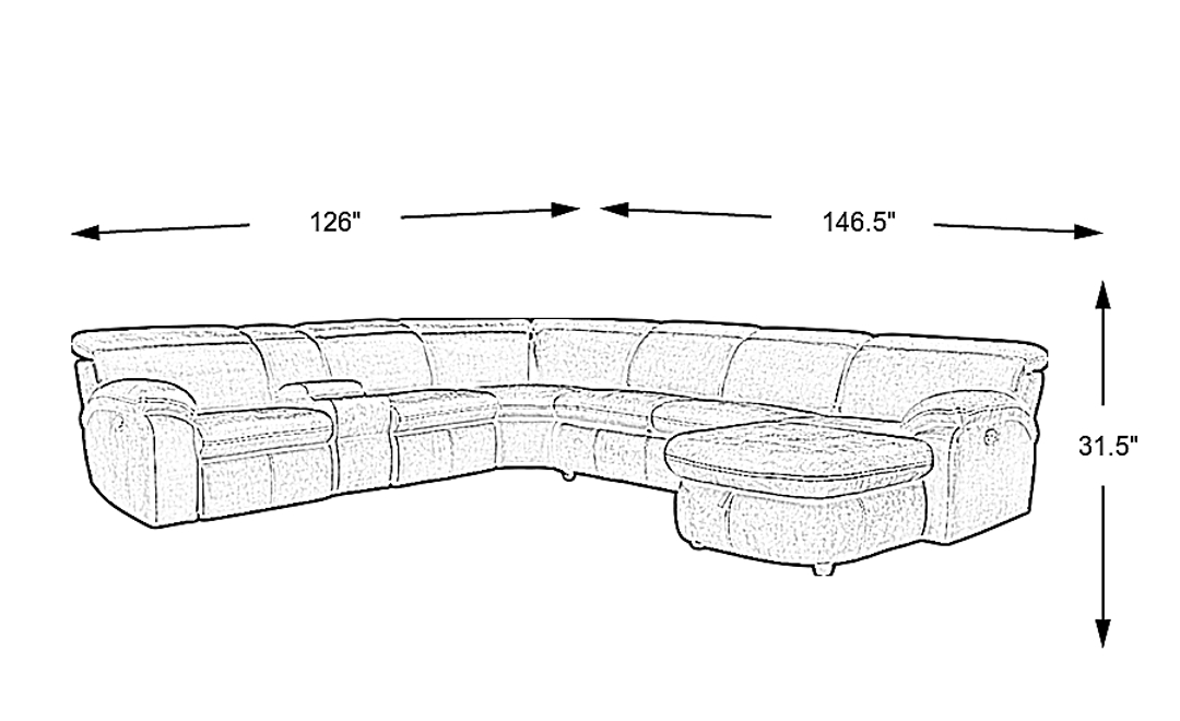 Crescent Place 6 Pc Power Reclining Sleeper Sectional