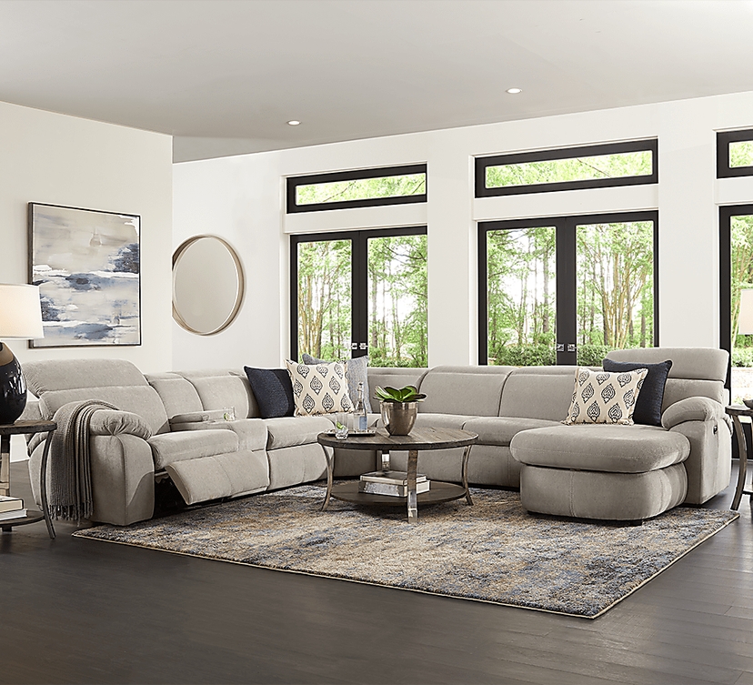 Crescent Place Gray 6 Pc Power Reclining Sleeper Sectional
