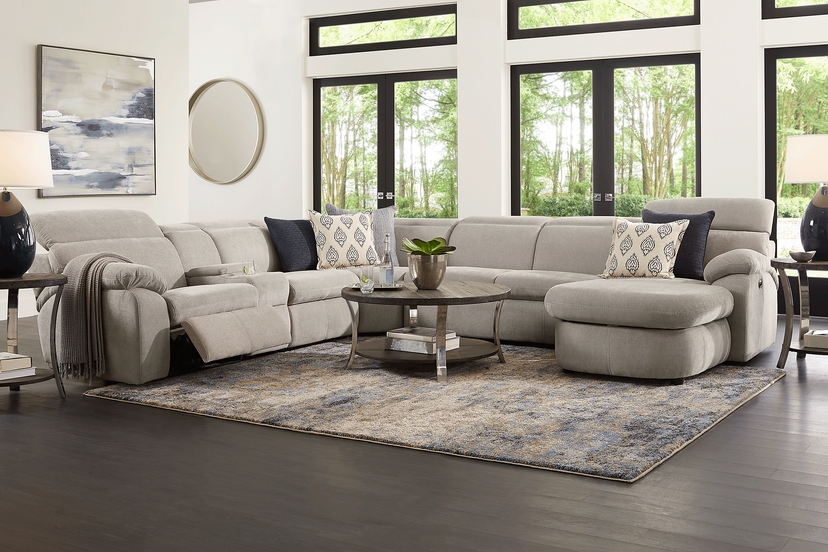 Crescent Place Gray 6 Pc Power Reclining Sleeper Sectional