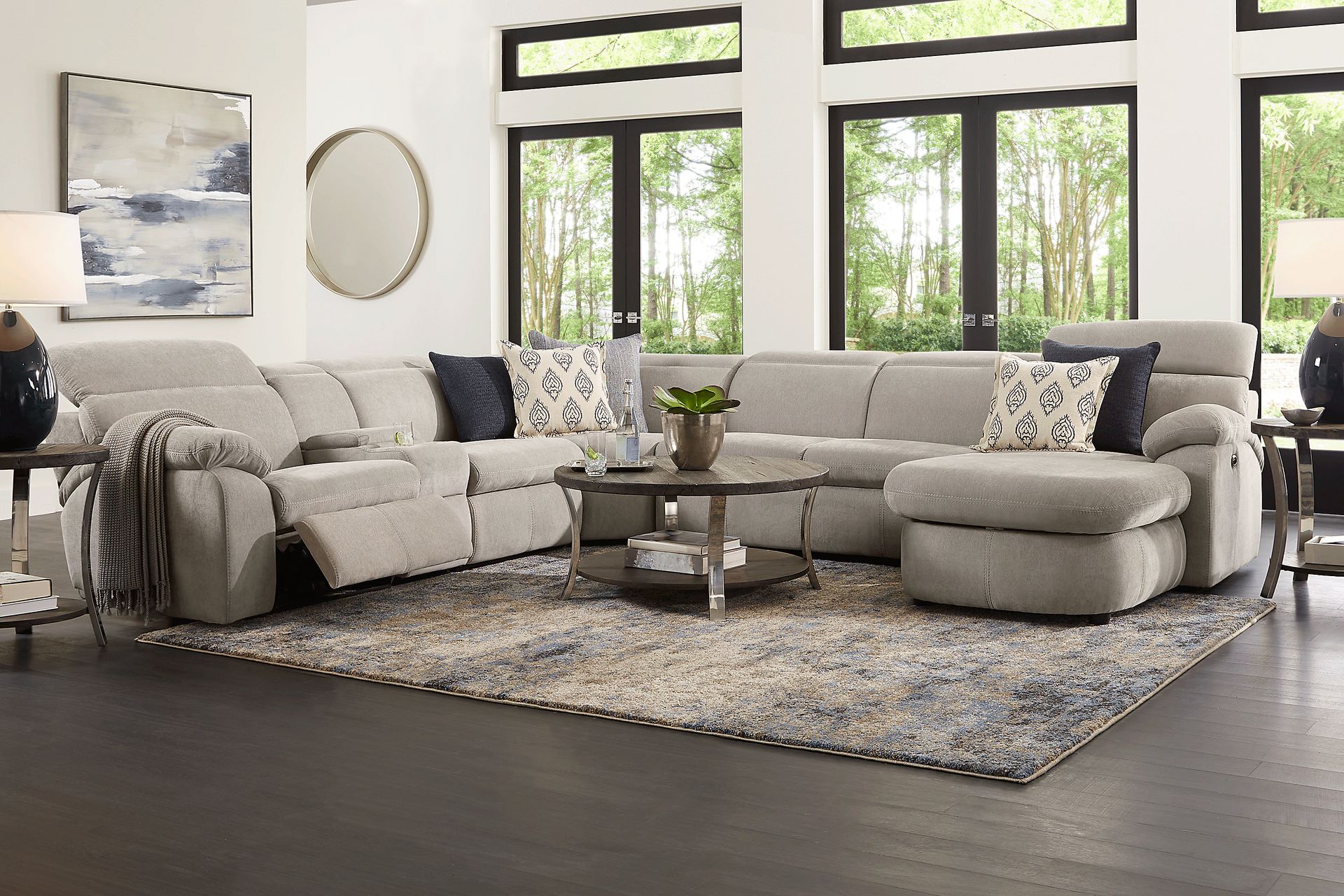 Crescent Place Gray 6 Pc Power Reclining Sleeper Sectional - Image 2