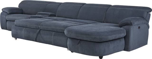 Crescent Place Navy 4 Pc Power Reclining Sleeper Sectional - Thumbnail - Image 1