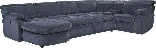 Crescent Place Navy 5 Pc Power Reclining Sleeper Sectional - Thumbnail - Image 1