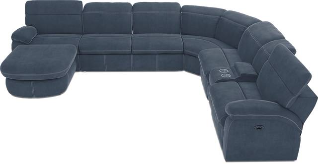 Crescent Place Navy 6 Pc Power Reclining Sleeper Sectional - Thumbnail - Image 4