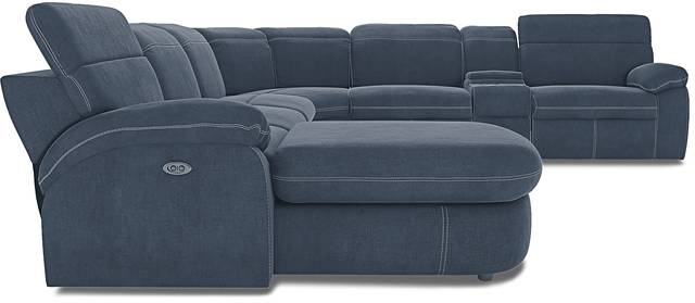 Crescent Place Navy 9 Pc Power Reclining Sleeper Sectional Living Room - Thumbnail - Image 7