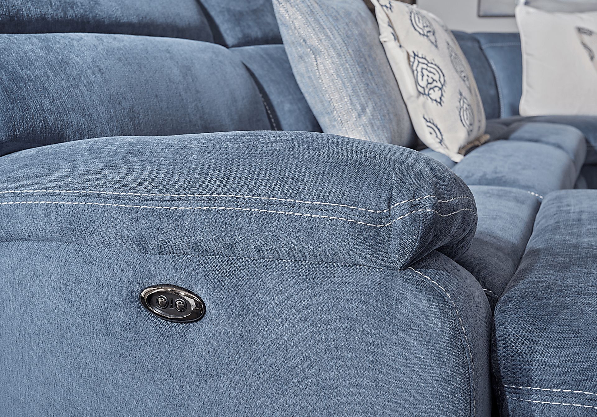 Crescent Place Navy 6 Pc Power Reclining Sleeper Sectional - Image 7