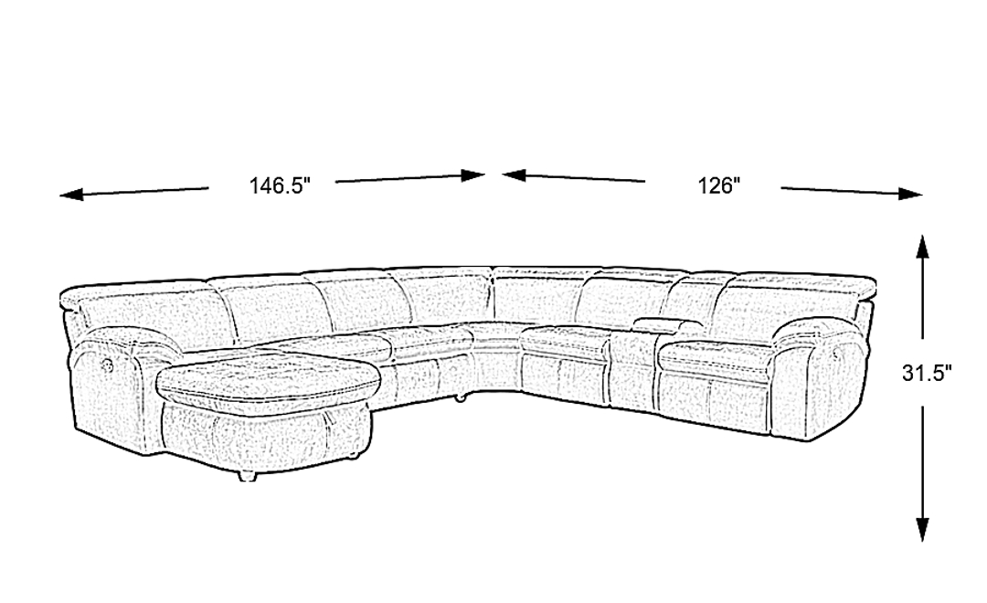 Crescent Place 6 Pc Power Reclining Sleeper Sectional