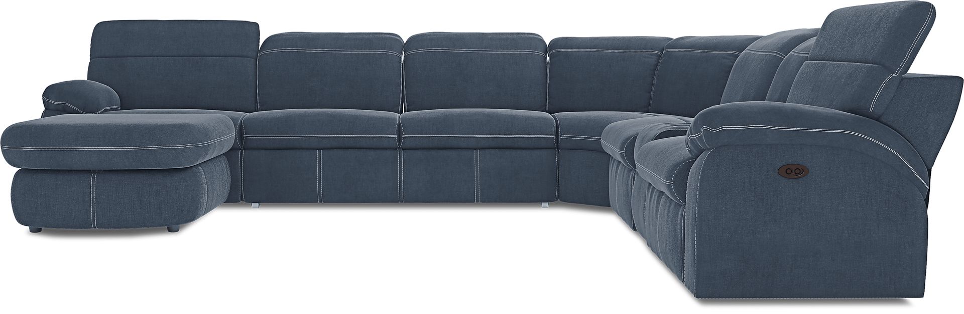 Crescent Place Navy 6 Pc Power Reclining Sleeper Sectional - Image 3