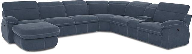 Crescent Place Navy 6 Pc Power Reclining Sleeper Sectional - Thumbnail - Image 1