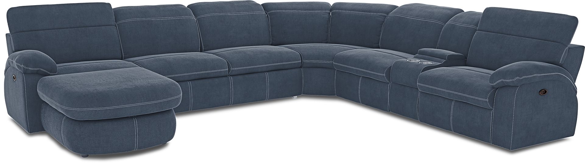 Crescent Place Navy 6 Pc Power Reclining Sleeper Sectional - Image 1