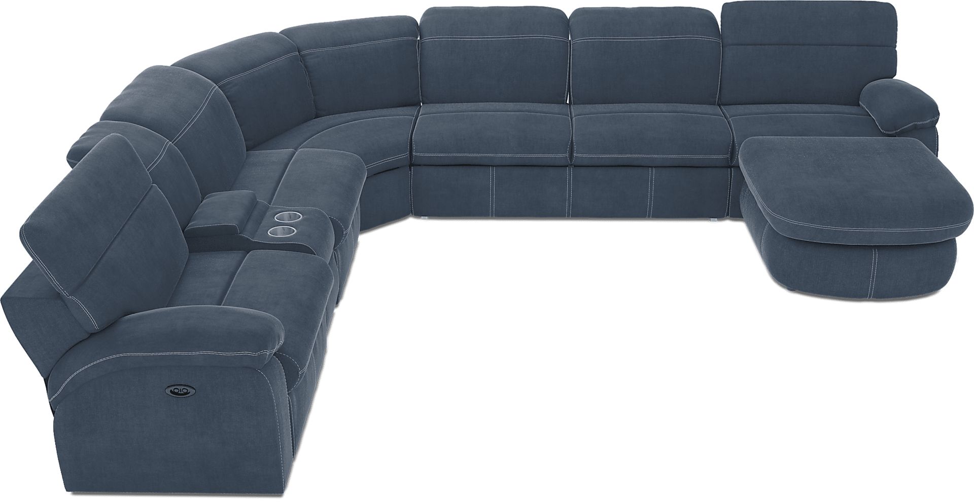 Crescent Place Navy 6 Pc Power Reclining Sleeper Sectional - Image 4