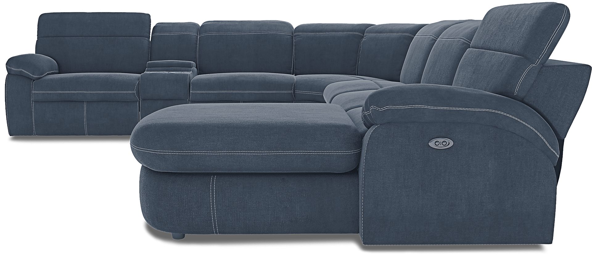 Crescent Place Navy 6 Pc Power Reclining Sleeper Sectional - Image 5