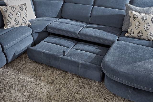 Crescent Place Navy 9 Pc Power Reclining Sleeper Sectional Living Room - Thumbnail - Image 6