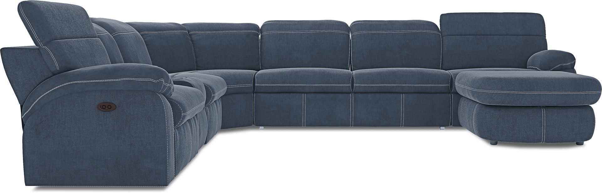 Crescent Place Navy 6 Pc Power Reclining Sleeper Sectional - Image 3