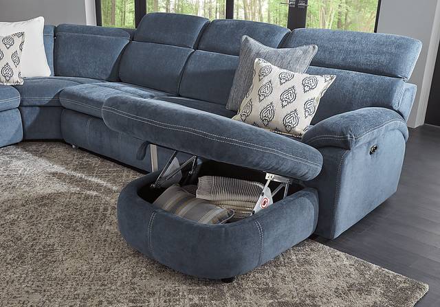 Crescent Place Navy 9 Pc Power Reclining Sleeper Sectional Living Room - Thumbnail - Image 5