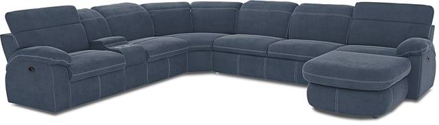 Crescent Place Navy 6 Pc Power Reclining Sleeper Sectional - Thumbnail - Image 1