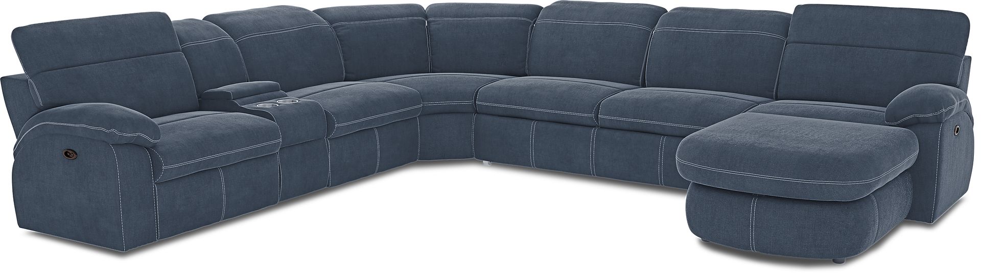 Crescent Place Navy 6 Pc Power Reclining Sleeper Sectional - Image 1