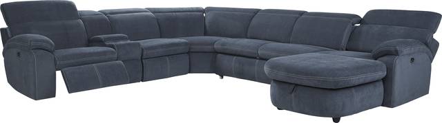 Crescent Place Navy 9 Pc Power Reclining Sleeper Sectional Living Room - Thumbnail - Image 2