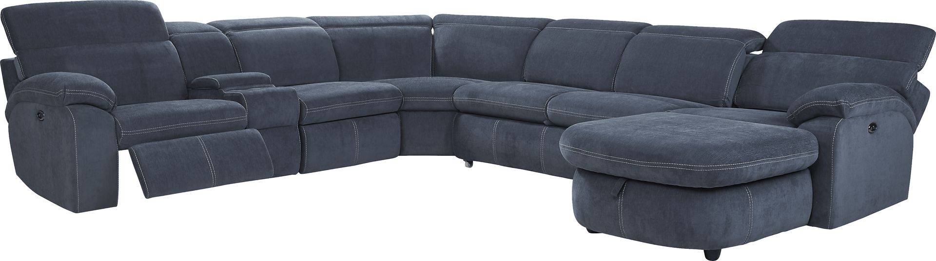 Crescent Place Navy 9 Pc Power Reclining Sleeper Sectional Living Room - Image 2