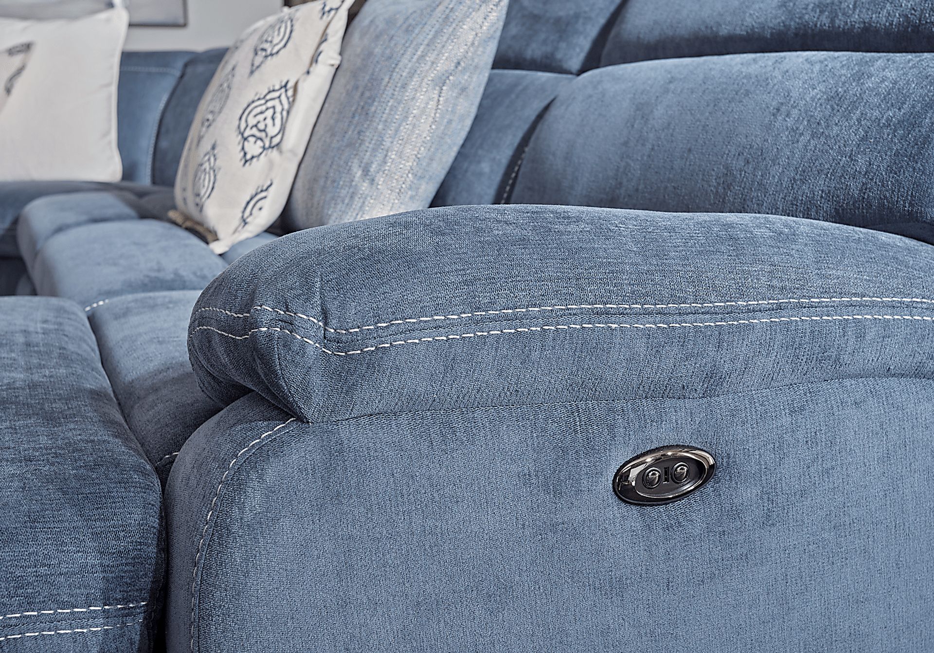 Crescent Place Navy 9 Pc Power Reclining Sleeper Sectional Living Room - Image 6