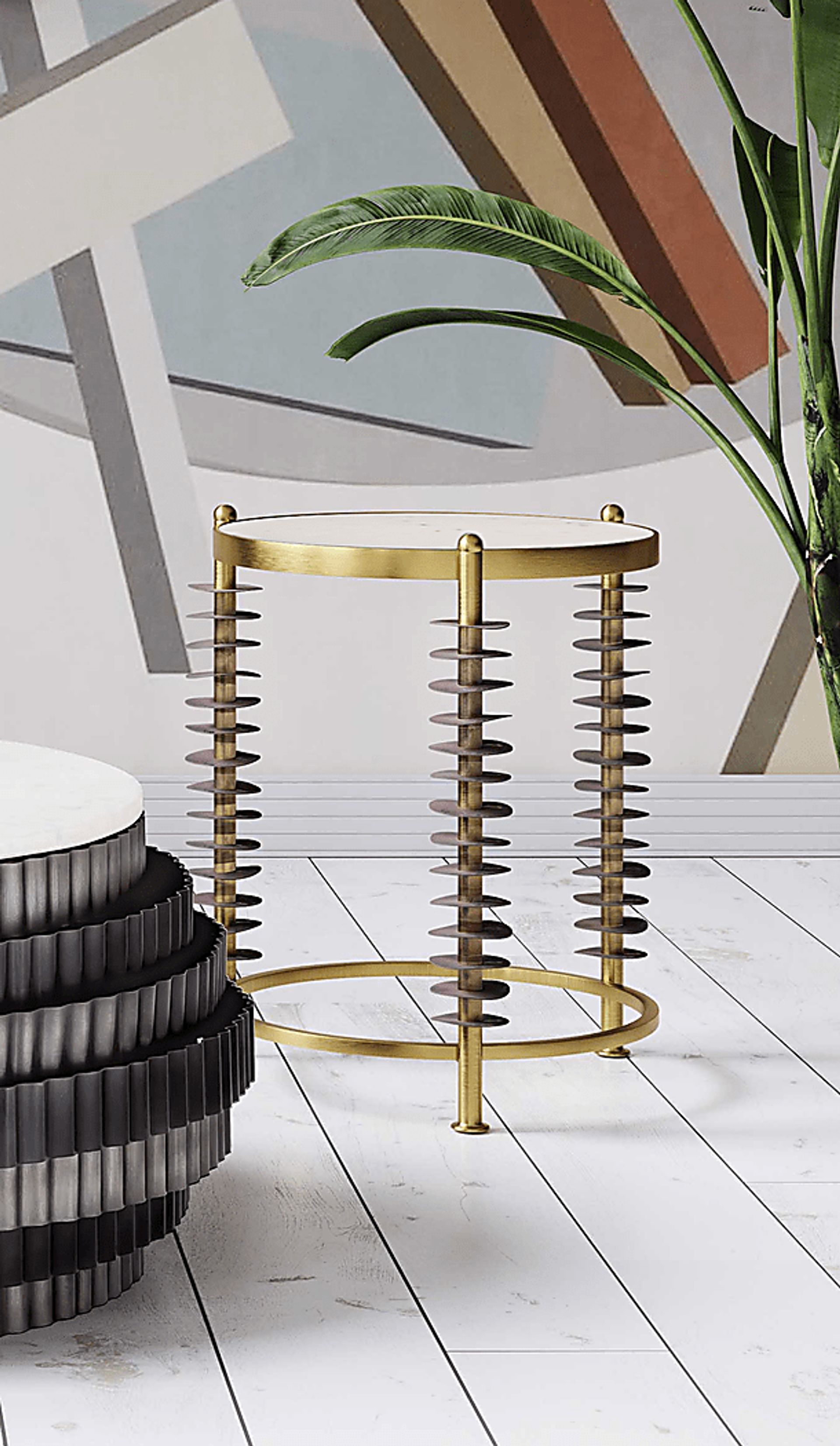 Creselle Brass Side Table - Image 7