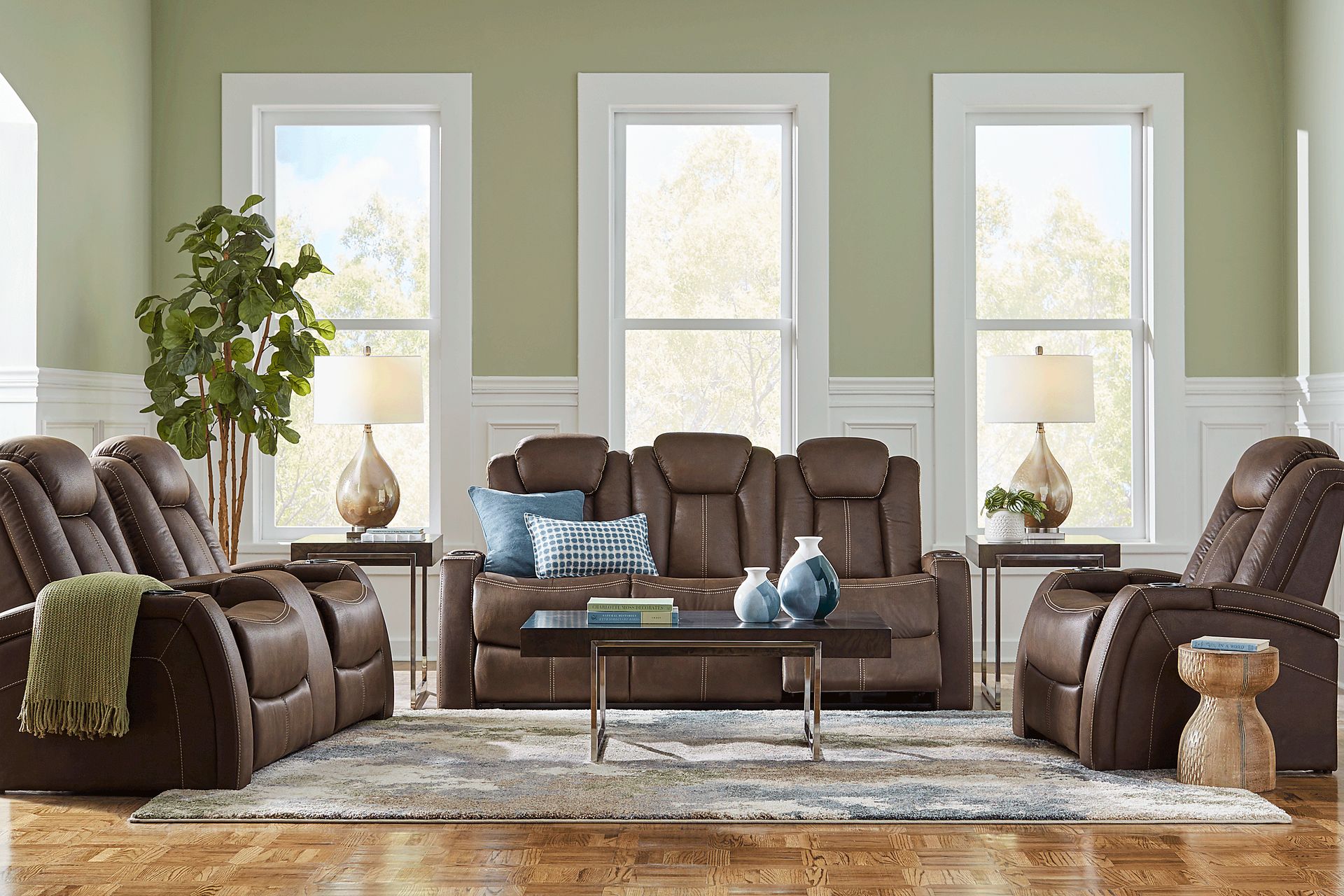 Crestline Brown Dual Power Reclining Console Loveseat - Image 2
