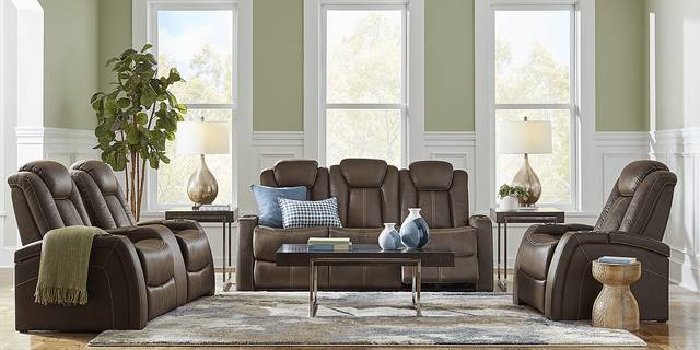 Crestline Brown Dual Power Reclining Console Loveseat - Thumbnail - Image 2