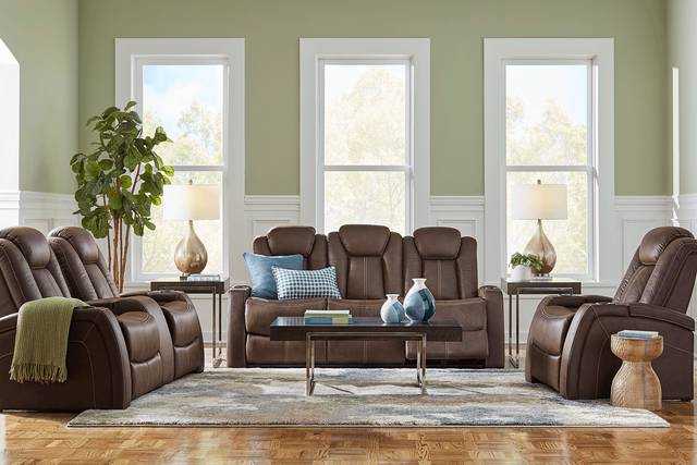 Crestline Brown 3 Pc Dual Power Reclining Living Room - Thumbnail - Image 1