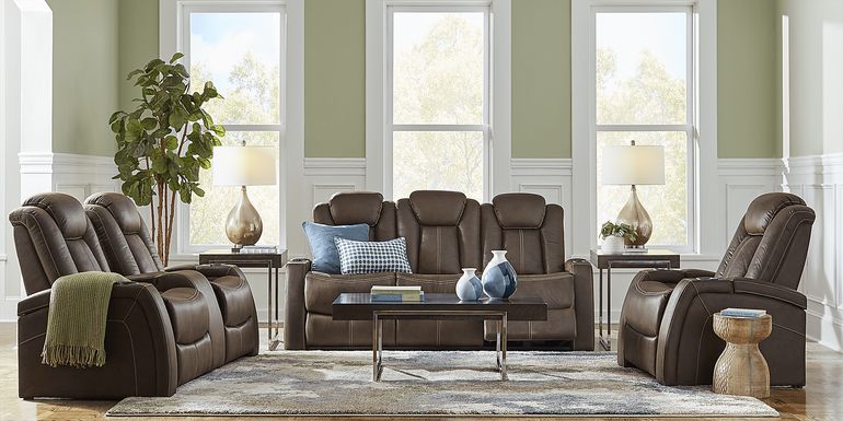 Crestline Brown 3 Pc Dual Power Reclining Living Room