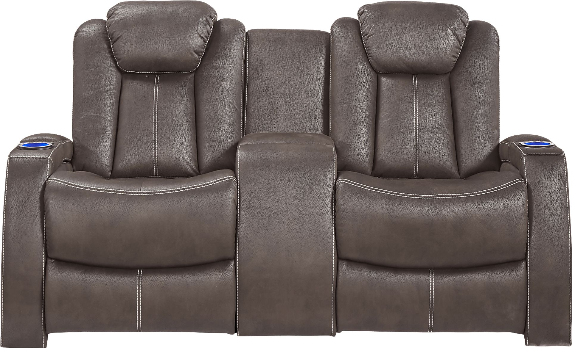 Crestline Brown Dual Power Reclining Console Loveseat - Image 1