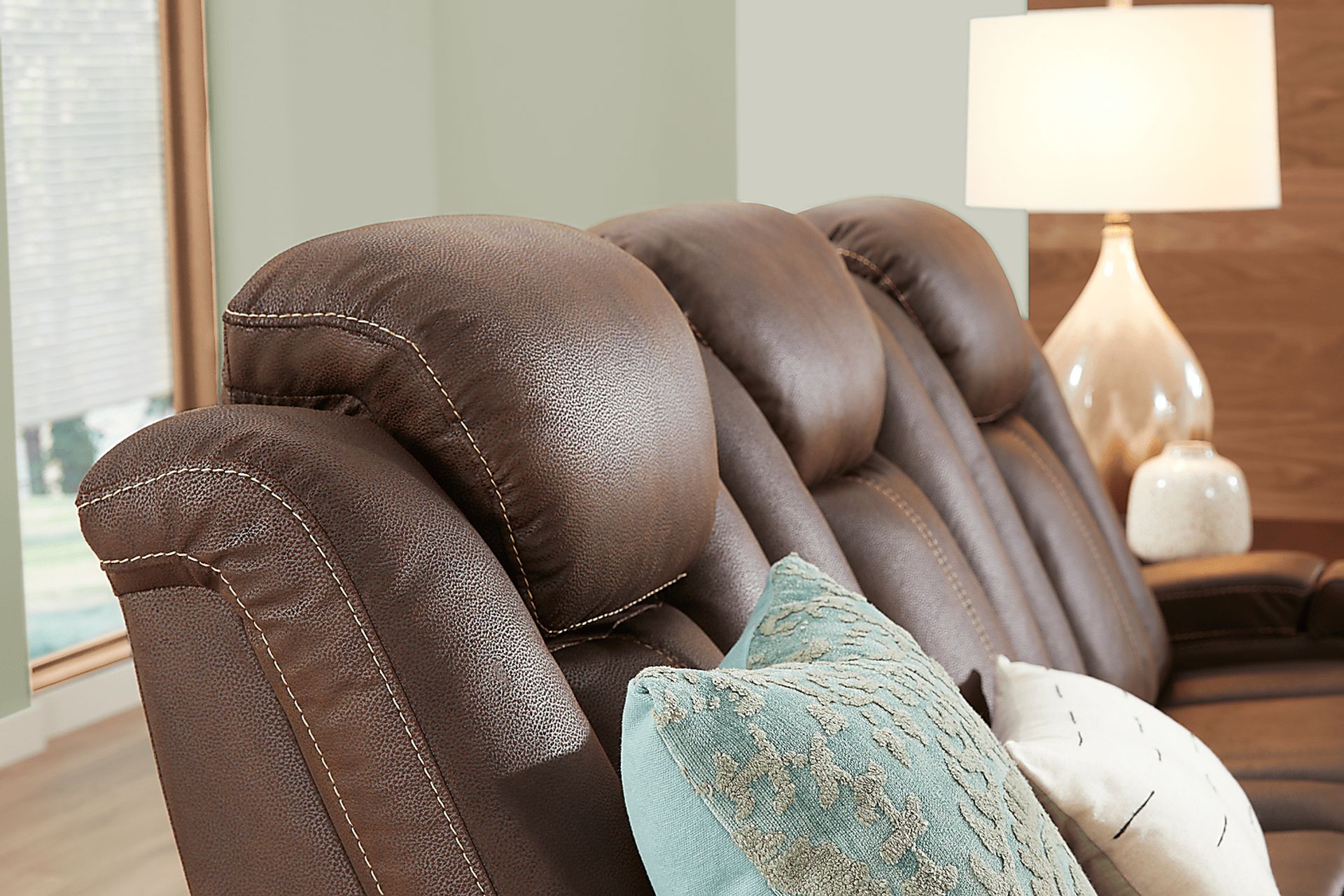 Crestline Brown Dual Power Reclining Sofa - Image 9