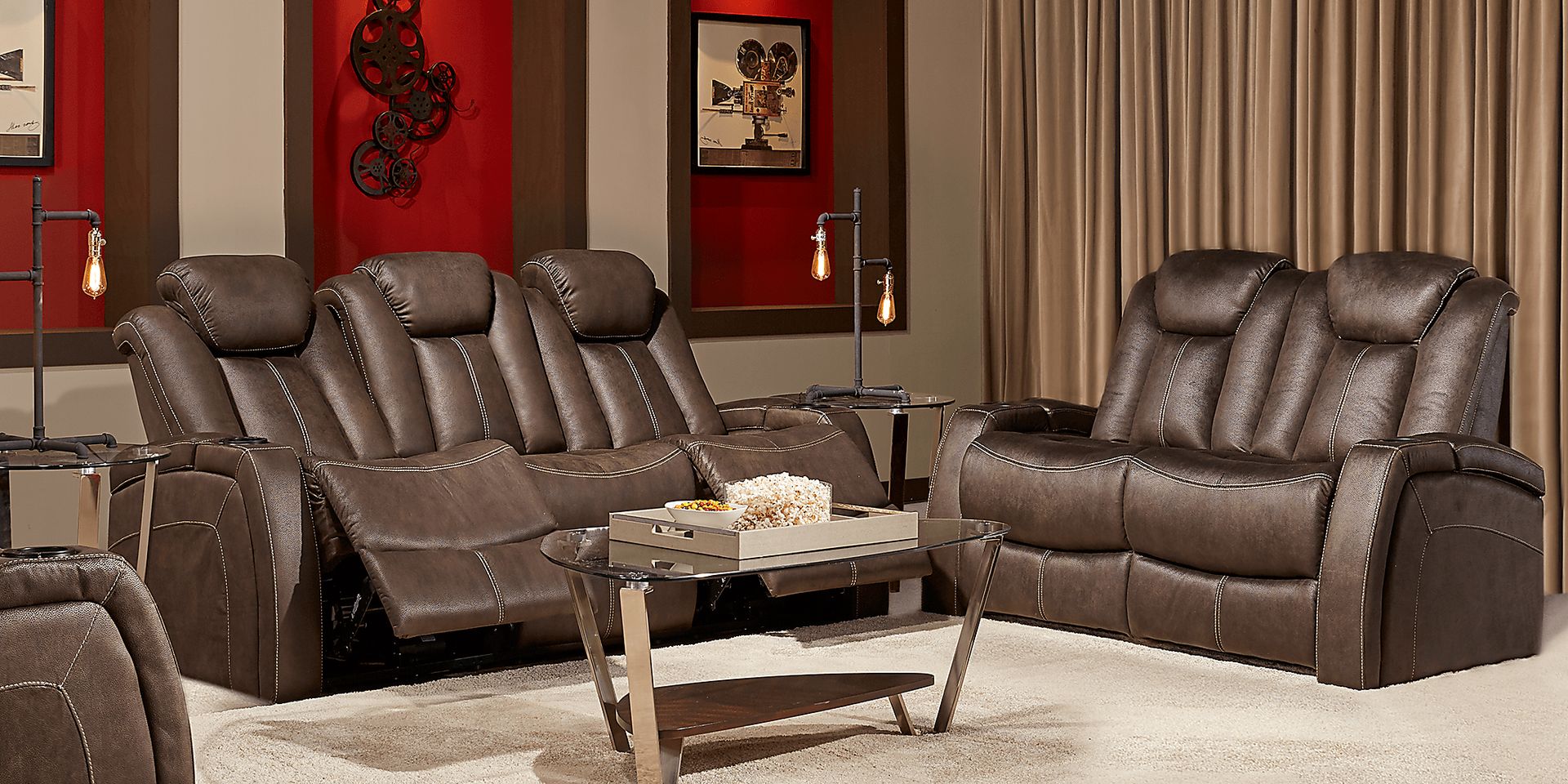 Crestline 5 Pc Chocolate Brown Microfiber Living Room Set Rooms to Go