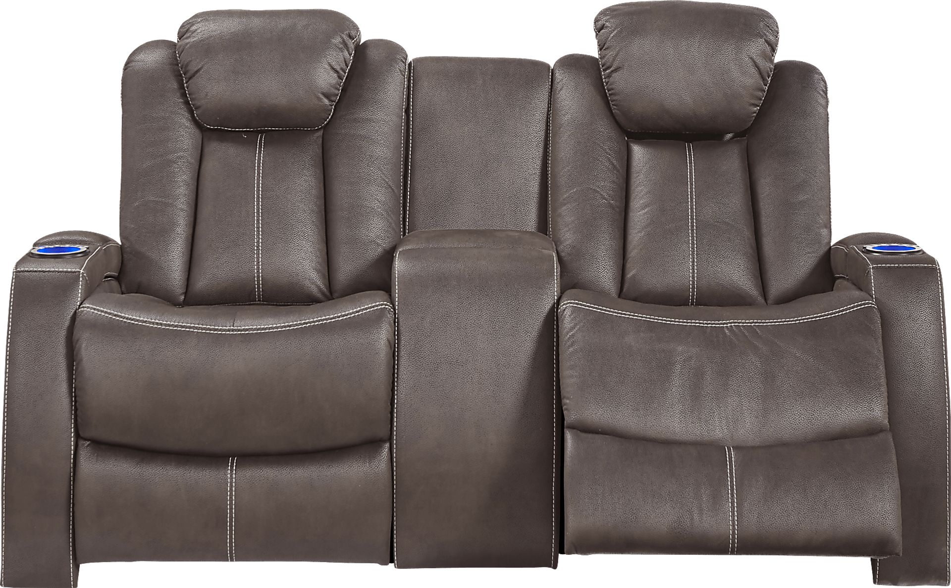 Crestline Chocolate Dual Power Reclining Console Loveseat - Image 2