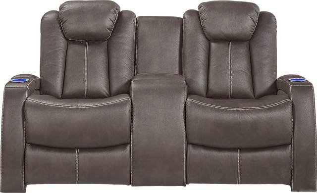Crestline Chocolate Dual Power Reclining Console Loveseat - Thumbnail - Image 1