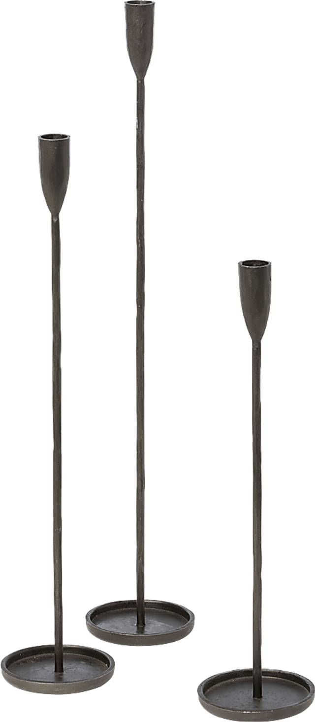 Crestloch II Black Candle Holder, Set of 3 - Thumbnail - Image 1