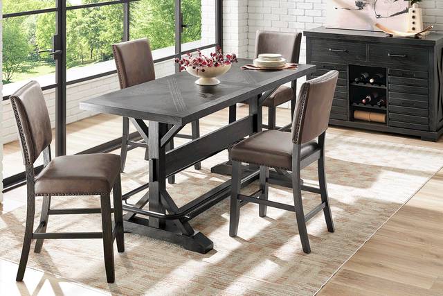 Creston Point Black 2 Pc Counter Height Dining Table - Thumbnail - Image 2