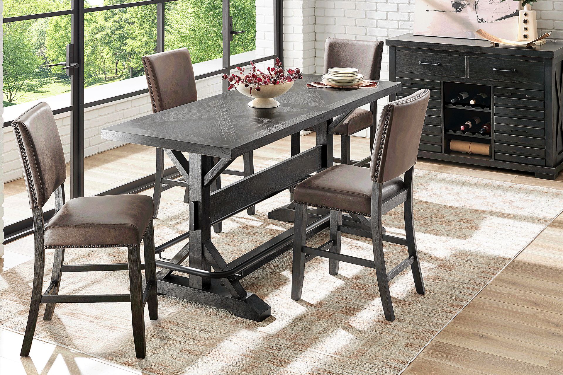 Creston Point Black 2 Pc Counter Height Dining Table - Image 2