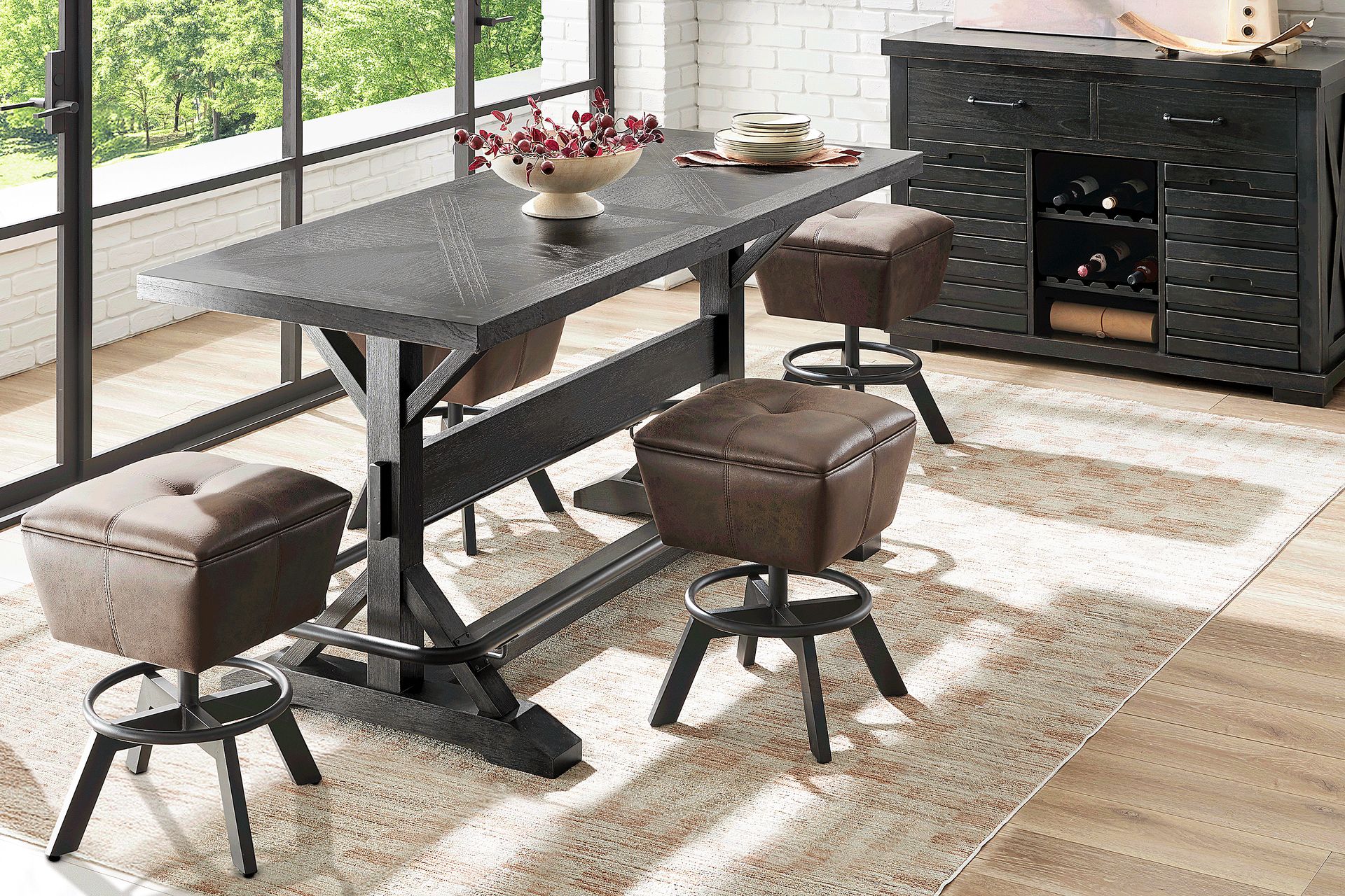 Creston Point Black Swivel Counter Height Stool - Image 2