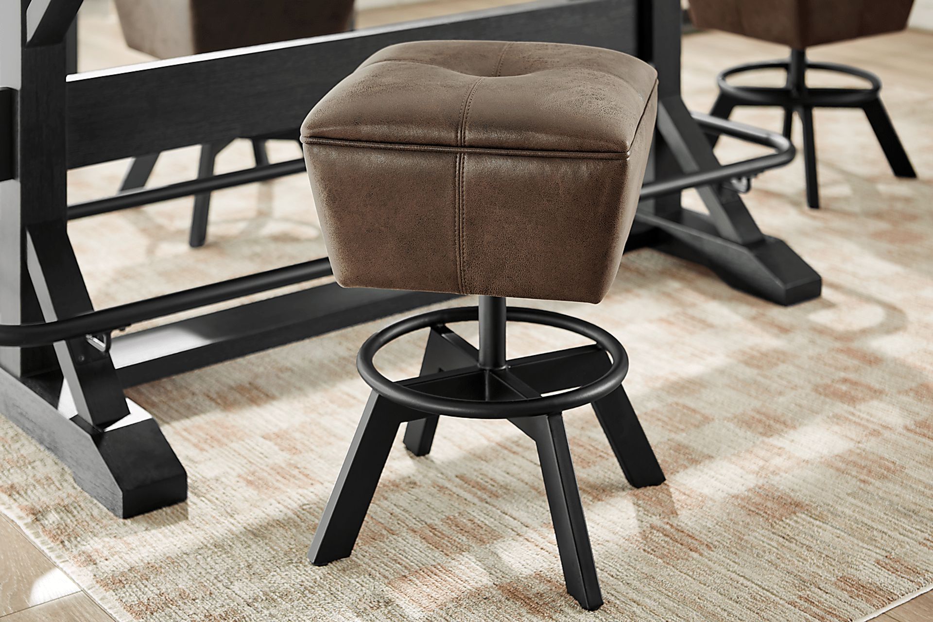 Creston Point Black 5 Pc Counter Height Dining Room with Swivel Counter Height Stools - Image 6